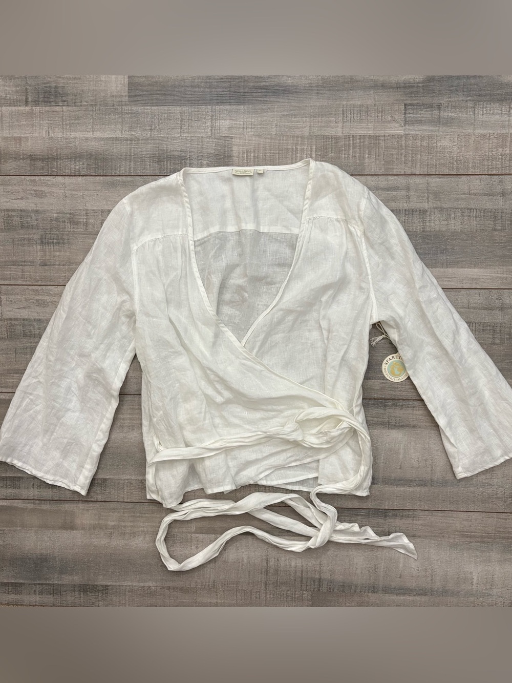 Spartina 449 Lanie Wrap Shirt Top Pearl White 100% Linen Women’s Size XL nwt